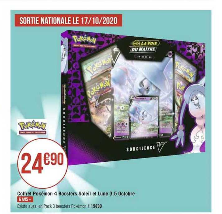 coffret pokémon 4 boosters soleil et lune 3.5 octobre