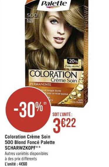coloration crème soin 500 blond foncé palette scharwzkopf