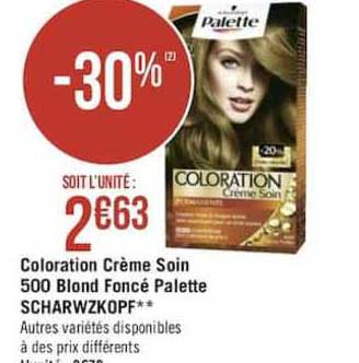 coloration crème soin 500 blond foncé palette scharwzkopf