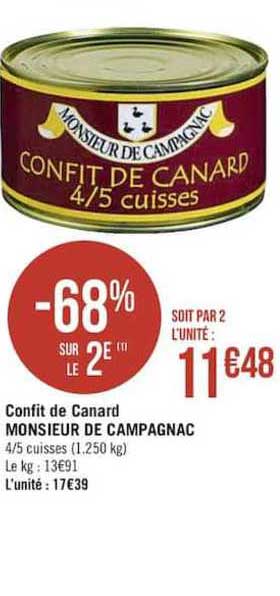 Confit De Canard Monsieur De Campagnac -68% Sur Le 2e