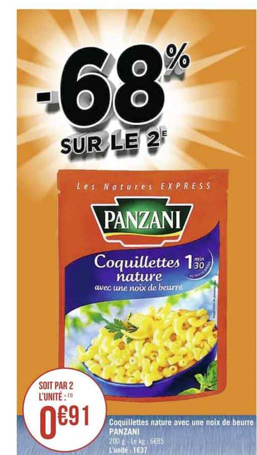coquillettes nature avec une noix de beurre panzani