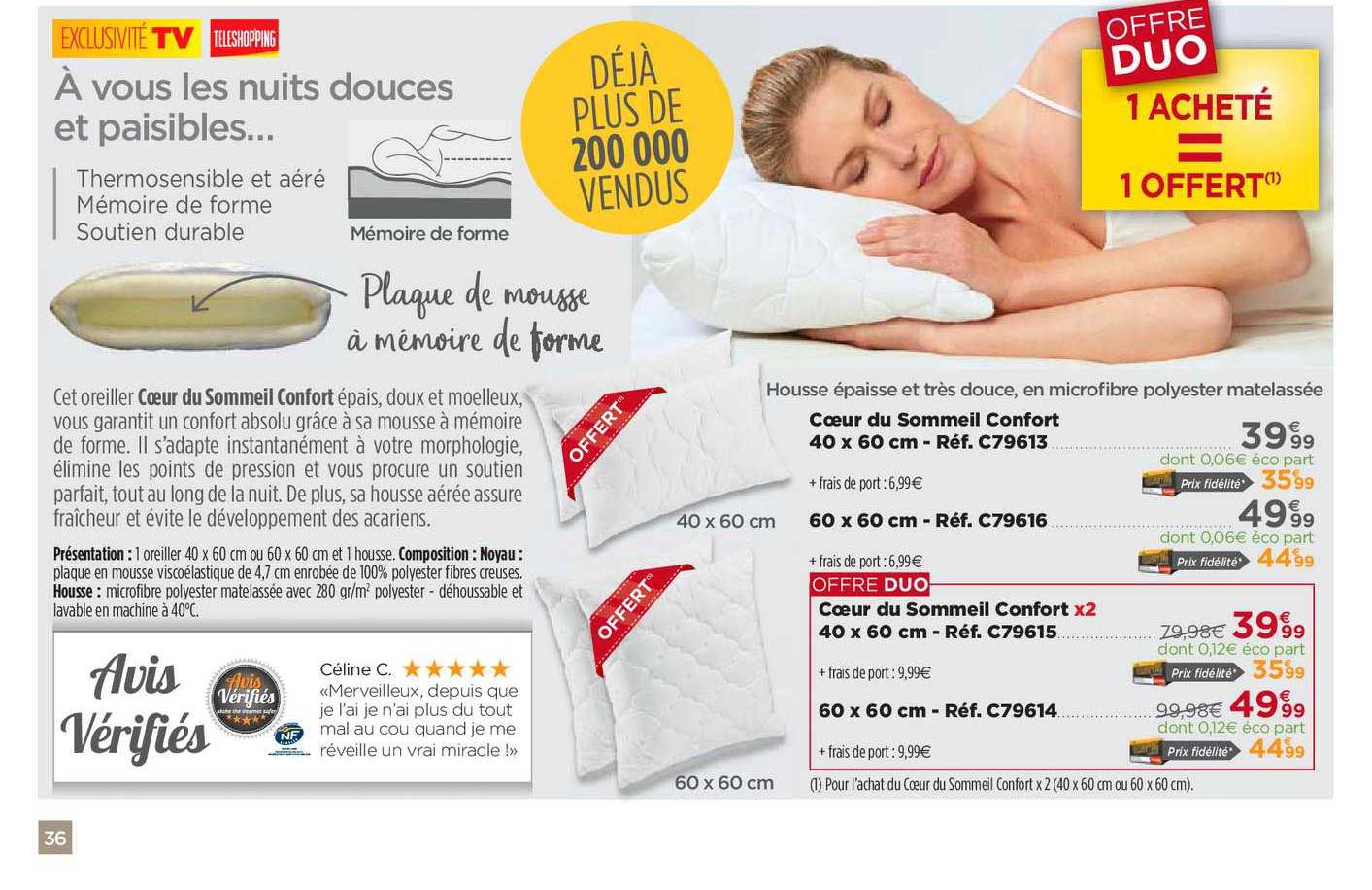 cœur du sommeil confort 1 acheté = 1 offert