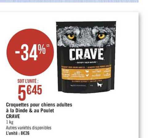Croquettes Pour Chiens Adultes à La Dinde & Au Poulet Crave