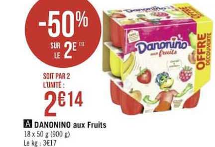 Danonino Aux Fruits -50% Sur Le 2e