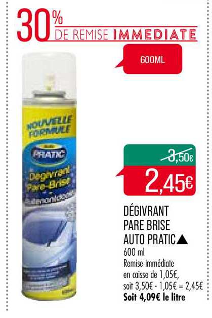 dégivrant pare brise auto pratic 30% remise immédiate