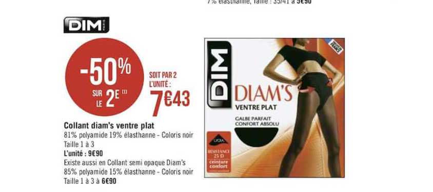 dim collant diam's ventre plat -50% sur le 2e