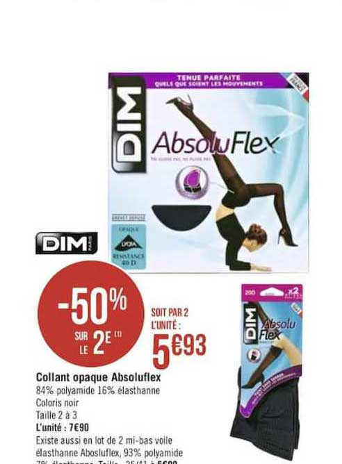 dim collant opaque absoluflex -50% sur le 2e