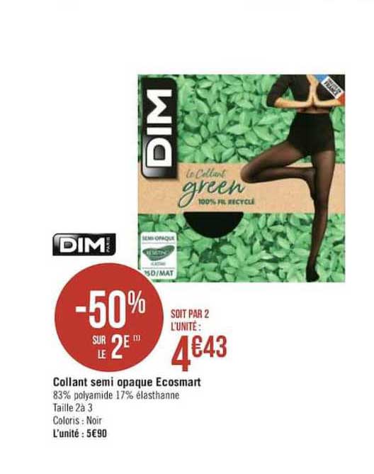 dim collant semi opaque ecosmart -50% sur le 2e