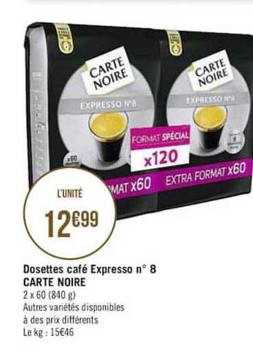 dosettes café expresso n°8 carte noire