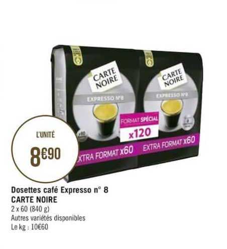 dosettes café expresso n°8 carte noire