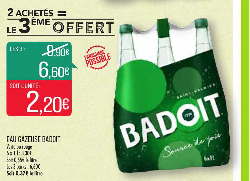 eau gazeuse daboit 2 achetés = le 3ème offert