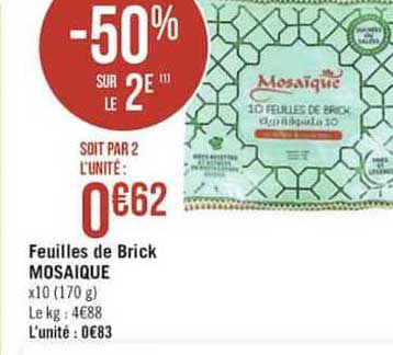 feuilles de brick mosaique -50% sur le 2e