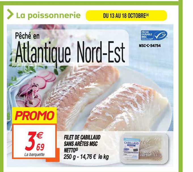 filet de cabillaud sans arêtes msc netto