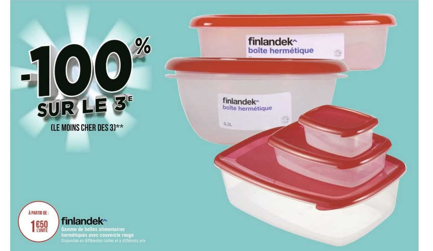 finlandek gamme de boîtes alimentaires hermétiques avec couvercle rouge