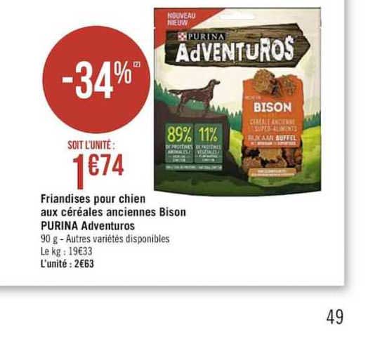Friandises Pour Chien Aux Céréales Anciennes Bison Purina Adventuros