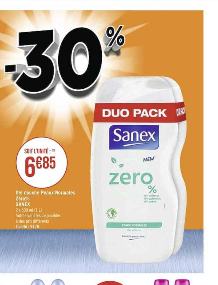 gel douche peaux normales zéro% sanex