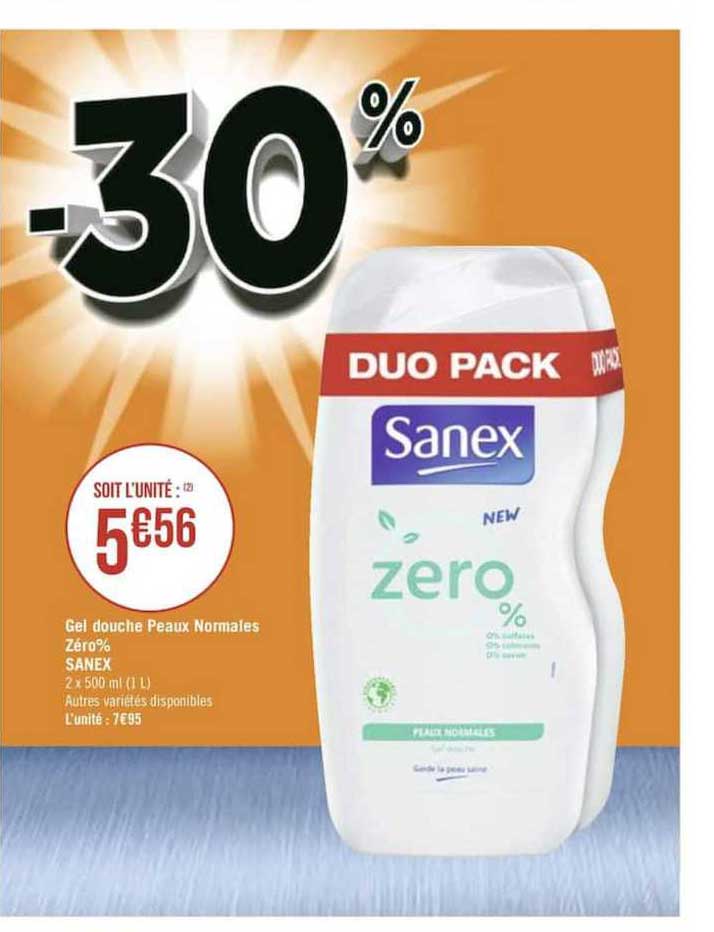 gel douche peaux normales zéro% sanex