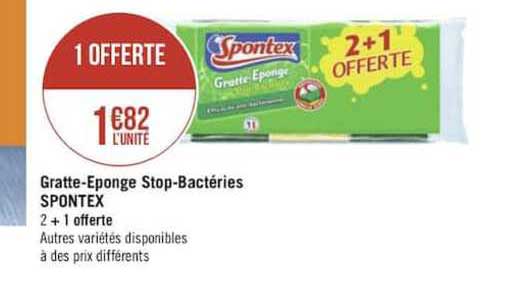 gratte eponge stop bactéries spontex 1 offerte