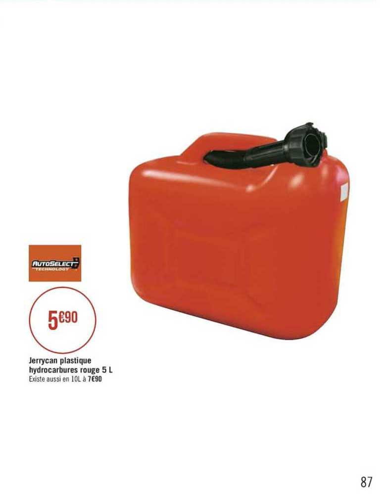 jerrycan plastique hydrocarbures rouge 5 l