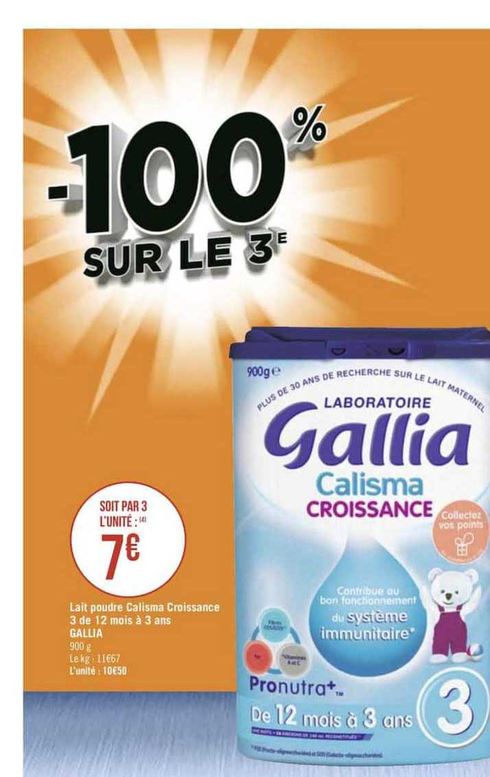 lait poudre calisma croissance 3 de 12 mois à 3 ans gallia