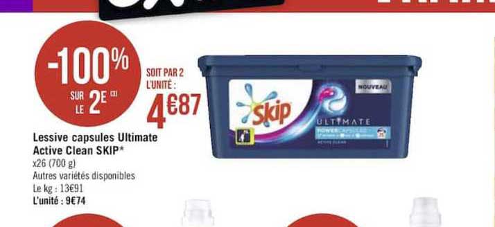 Lessive Capsules Ultimate Active Clean Skip -100% Sur Le 2e