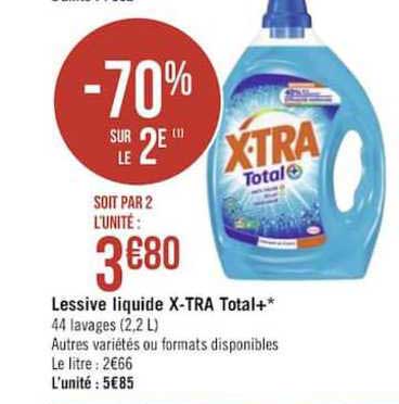 lessive liquide x tra total+ -70% sur le 2e
