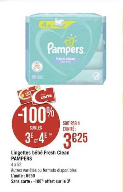 Lingettes Bébé Fresh Clean Pampers -100% Sur Le 3e Et 4e