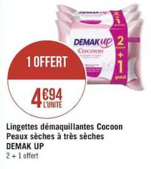 lingettes démaquillantes cocoon peaux sèches à très sèches demak up