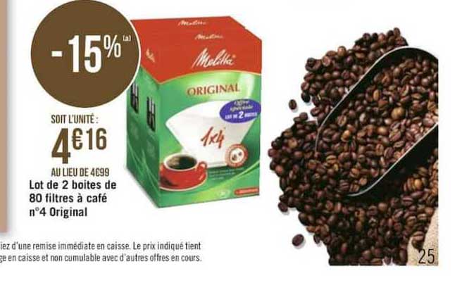 lot de 2 boîtes de 80 filtres à café n°4 original