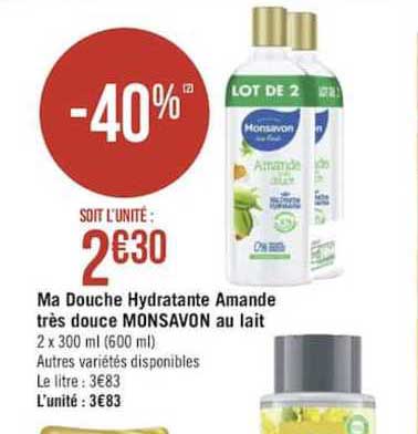 ma douche hydratante amande très douce monsavon au lait
