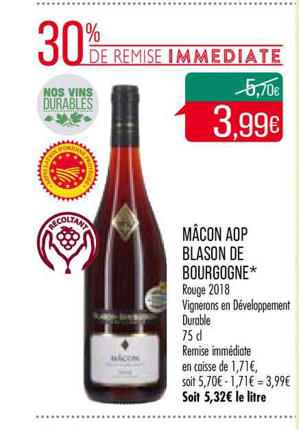 mâcon aop blason de bourgogne 30% remise immédiate