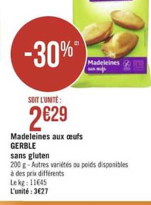 Madeleines Aux œufs Gerblé Sans Gluten