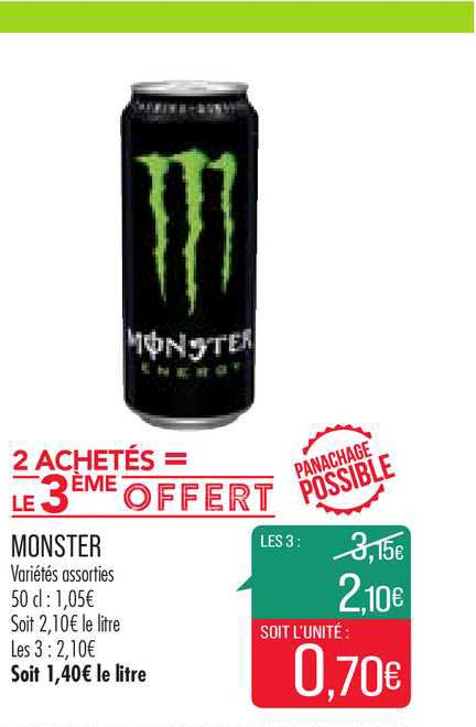 Monster 2 Achetés = Le 3ème Offert
