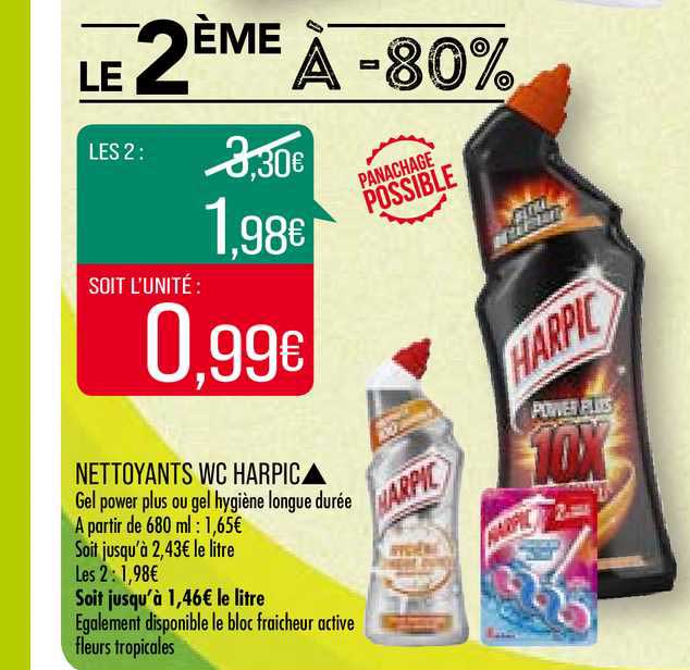 nettoyants wc harpic le 2ème à -80%