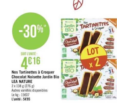 nos tartinettes à croquer chocolat noisette jardin bio lea nature