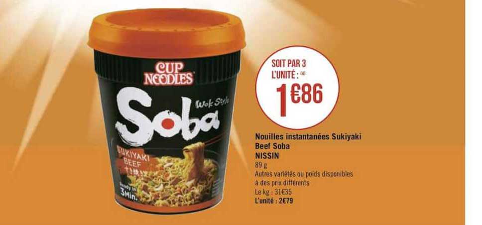 nouilles instantanées sukiyaki beef soba nissin