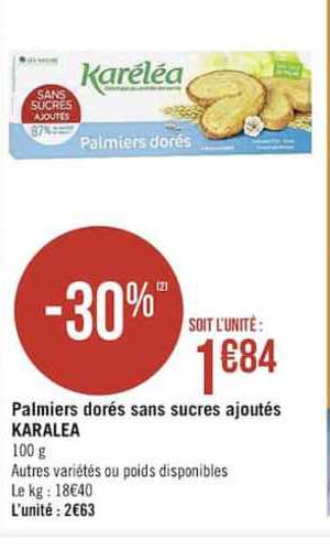 Palmiers Dorés Sans Sucres Ajoutés Karéléa