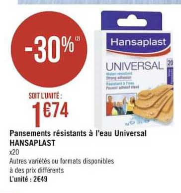 pansements résistants à l'eau universal hansaplast