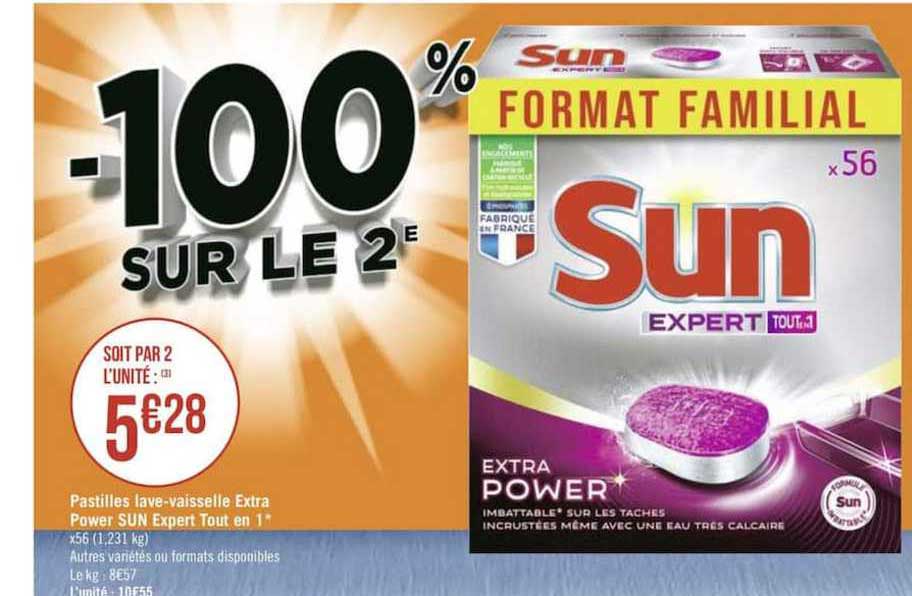pastilles lave vaisselle extra power sun expert tout en 1