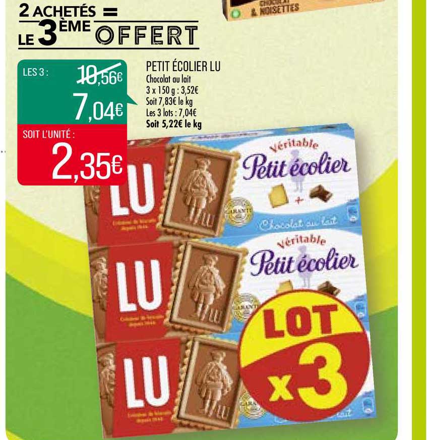 petit écolier lu 2 achetés = le 3ème offert