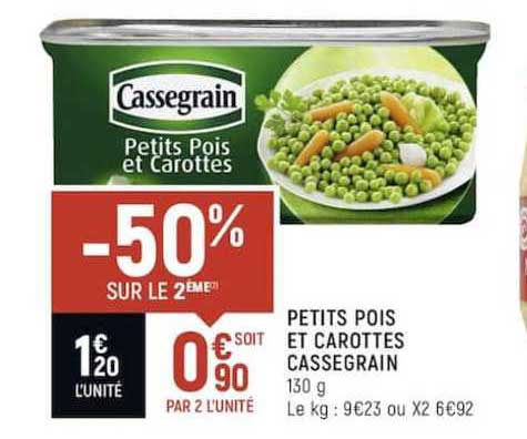 Petits Pois Et Carottes Cassegrain -50% Sur Le 2ème