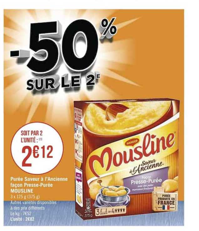 purée saveur à l'ancienne façon presse purée mousline