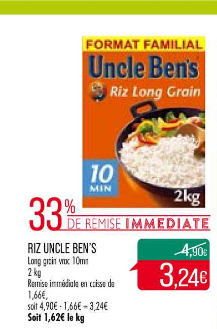 riz uncle ben's 33% remise immédiate