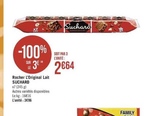 Rocher L'original Lait Suchard -100% Sur Le 3e