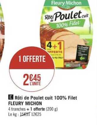 rôti de poulet cuit 100% filet fleury michon