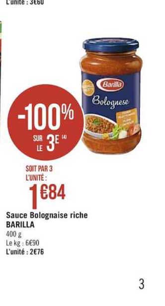 sauce bolognaise riche barilla -100% sur le 3e