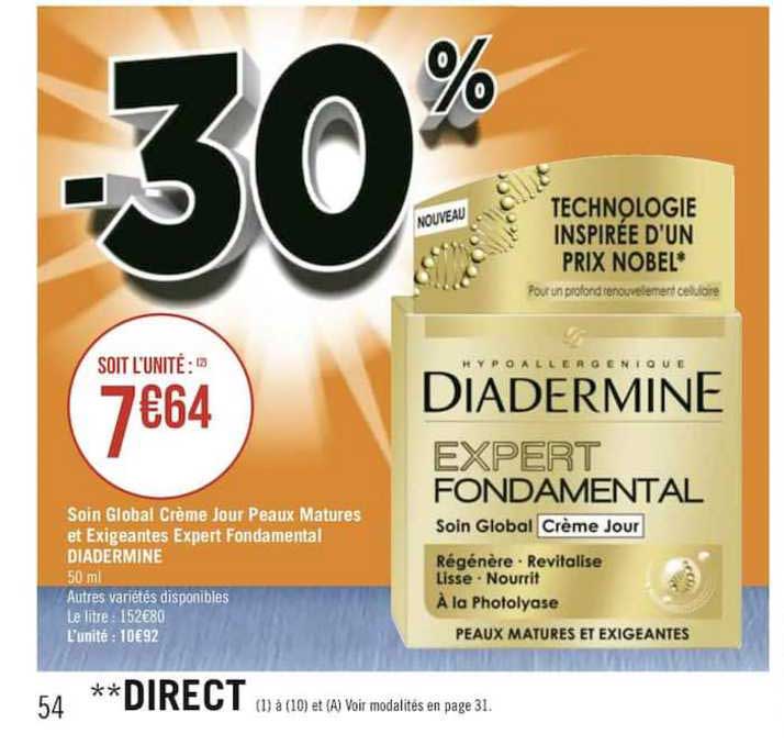 soin global crème jour peaux matures et exigeantes expert fondamental diadermine