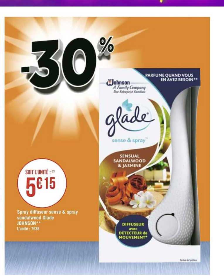 spray diffuseur sense & spray sandalwood glade johnson