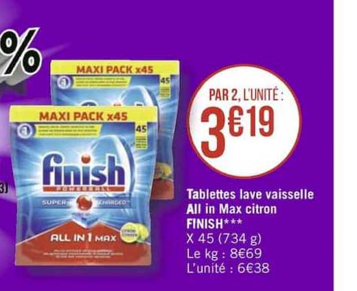 tablettes lave vaisselle all in max citron finish