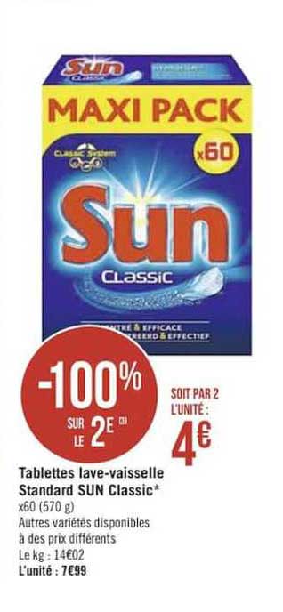 tablettes lave vaisselle standard sun classic -100% sur le 2e